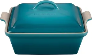 Le Creuset Stoneware Heritage Covered Square Casserole, 2.5 qt. (9"), Caribbean