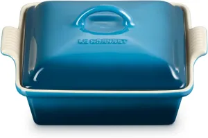 Le Creuset Stoneware Heritage Shallow Square Casserole​, 2qt. (9"), Deep Teal