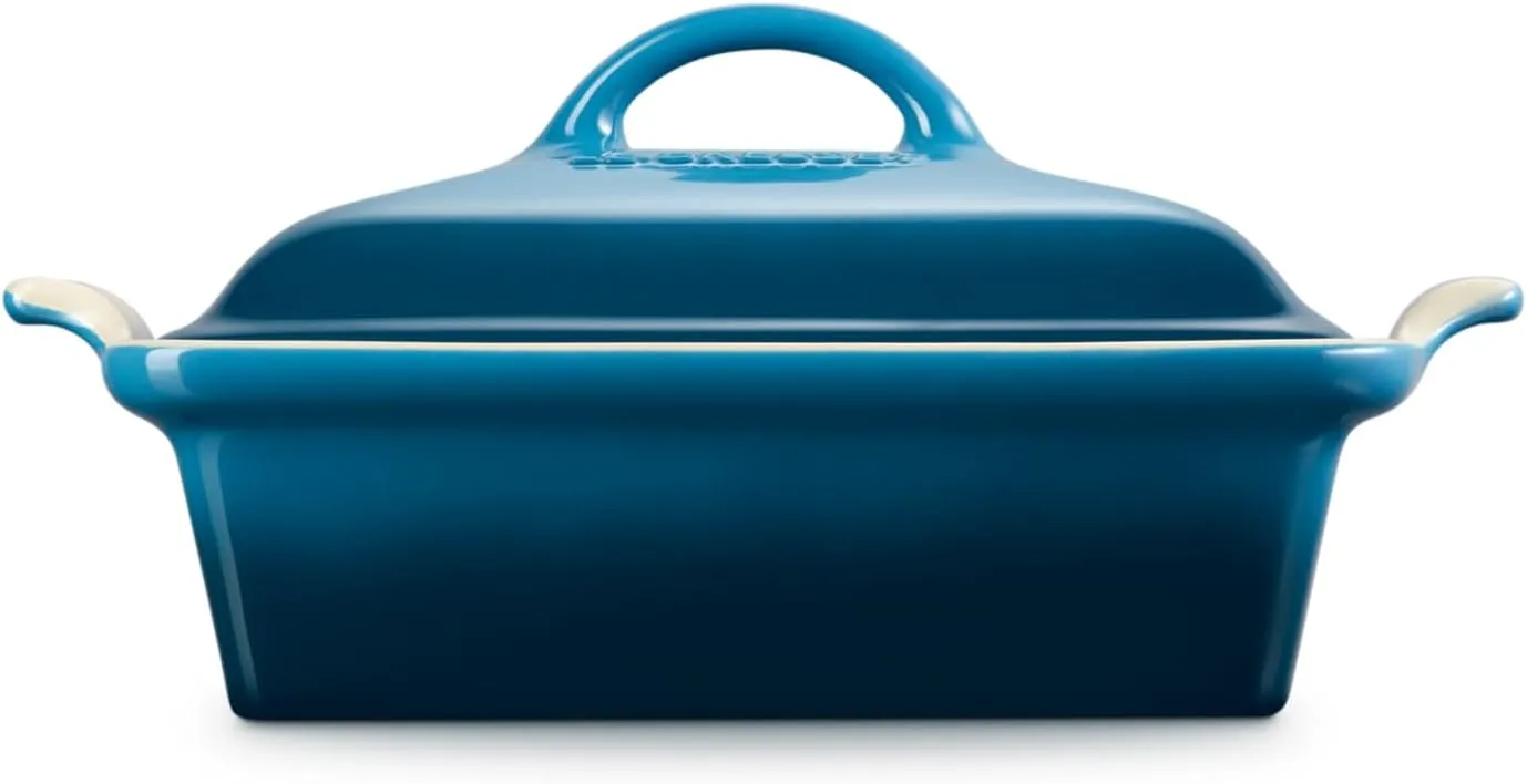 Le Creuset Stoneware Heritage Shallow Square Casserole​, 2qt. (9"), Deep Teal