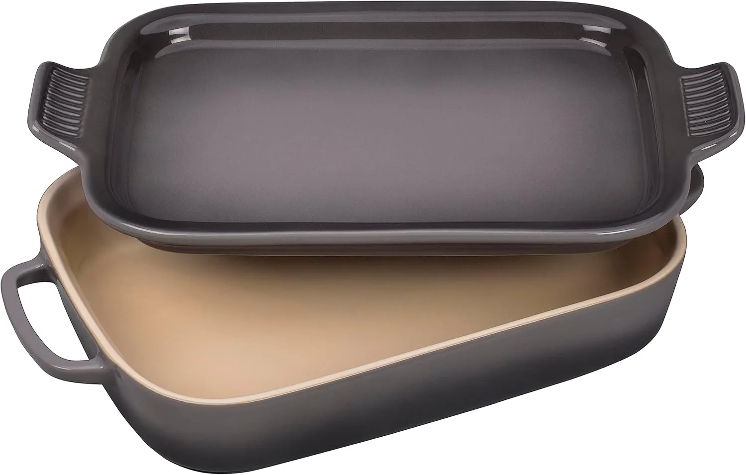 Le Creuset Stoneware Rectangular Dish with Platter Lid, 14 3/4" X 9", Oyster