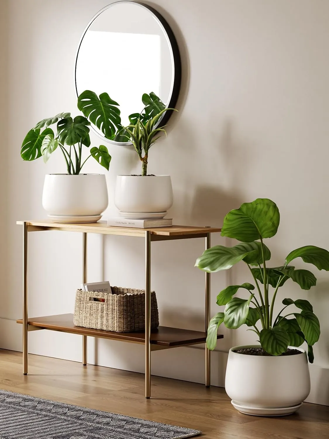 LE TAUCI Ceramic Planters, 12 Inch Pots for Plants, Plant Pots with Drainage Holes and Saucers, Durable and Modern, Planters for Indoor Plants, White