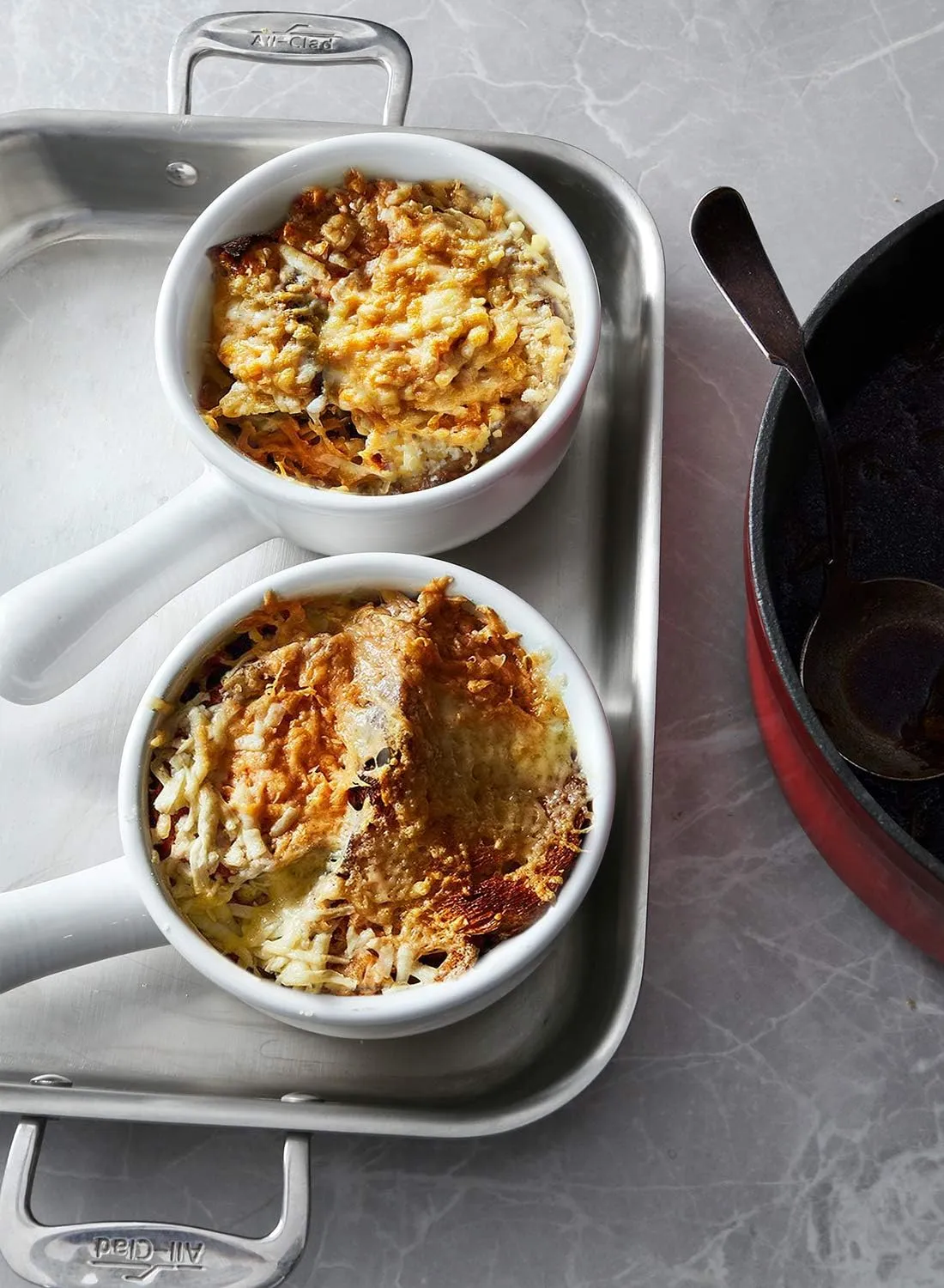 LE TAUCI French Onion Soup Bowls, 15 Ounce Ceramic Soup Bowls with Handles, for Chili, Beef Stew, Oven Microwave Dishwasher Safe, Set of 4, White