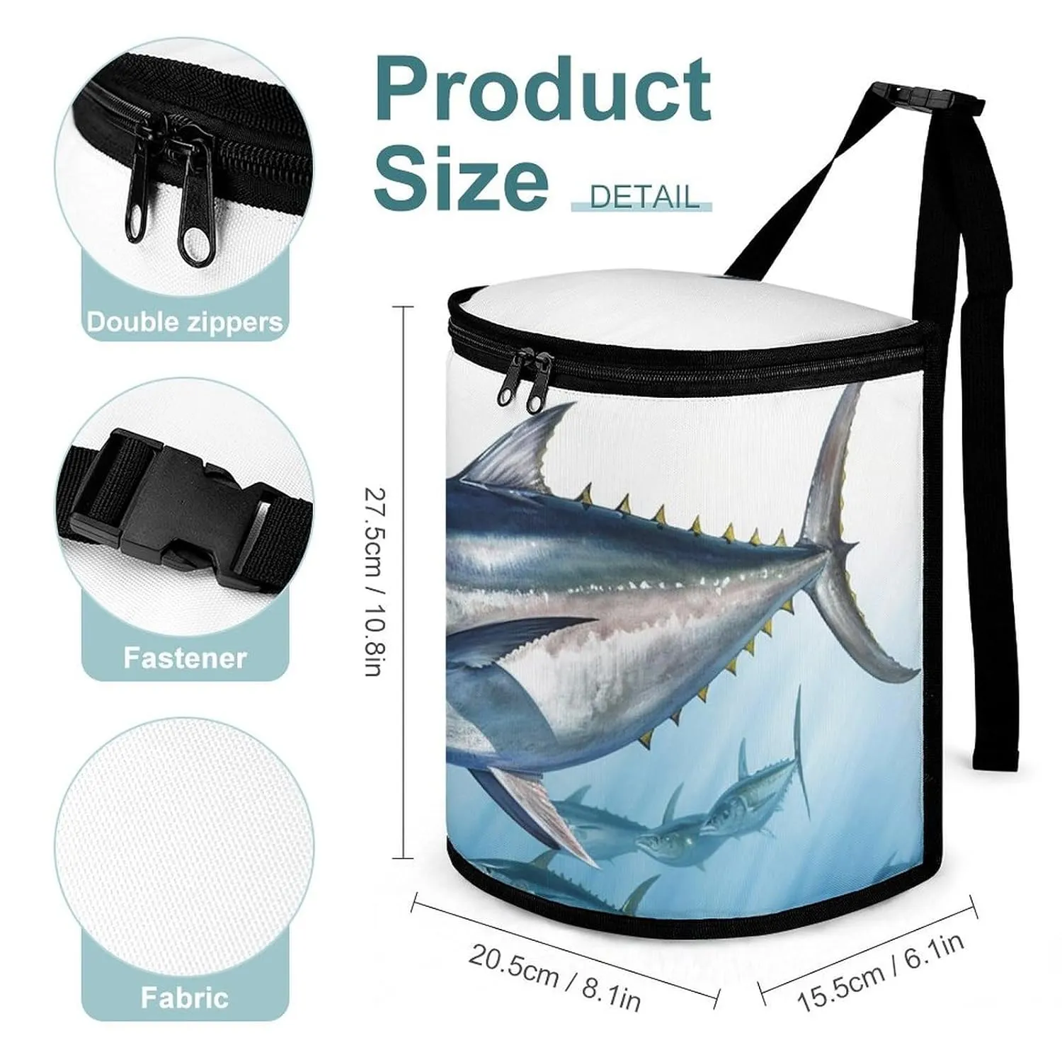 Leak Proof Waterproof Car Trash Can Bluefin Tuna Thunnus Hanging Trash Bag for Any Car