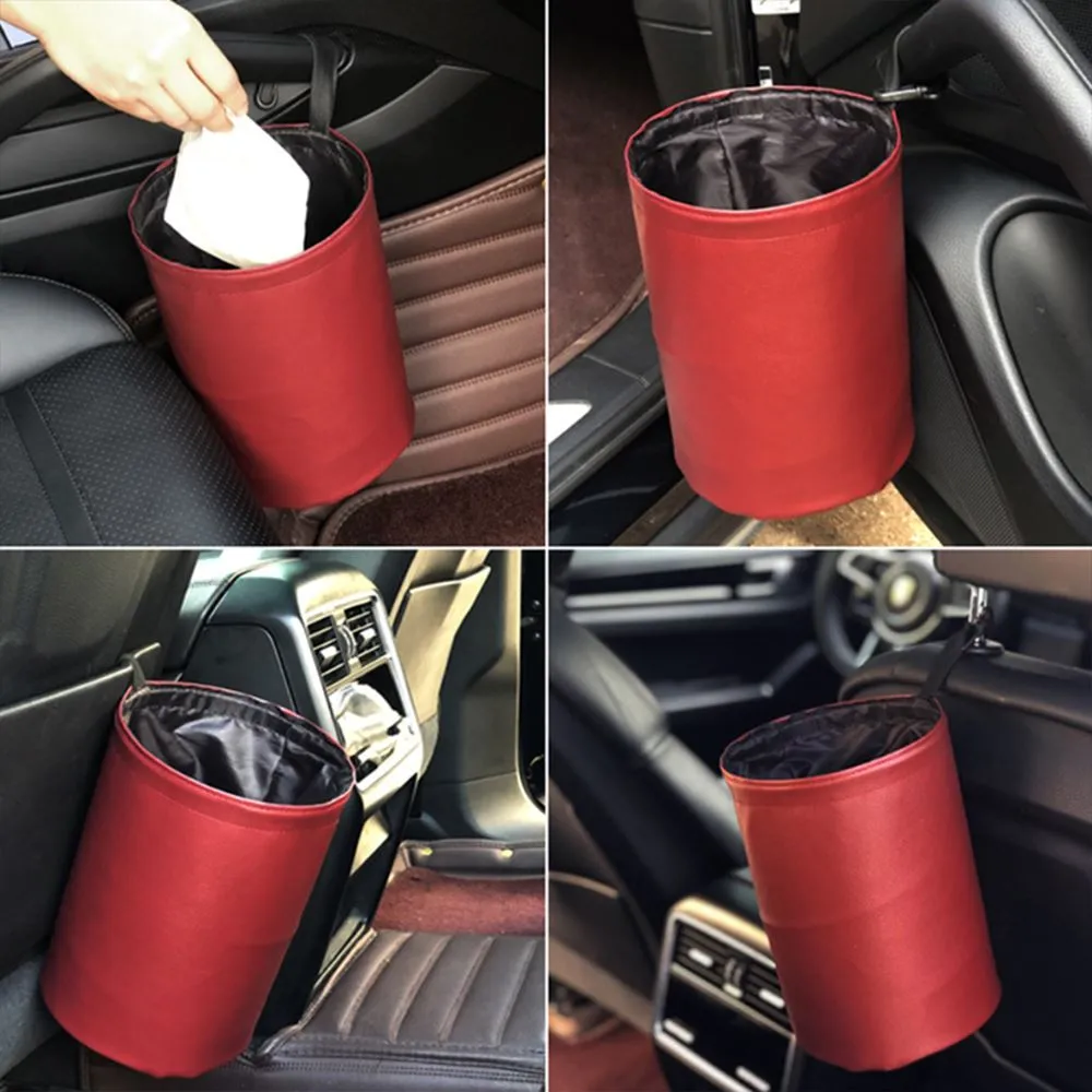Leather Waterproof Car Trash Bin
