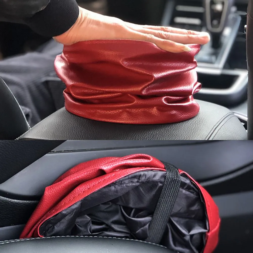 Leather Waterproof Car Trash Bin