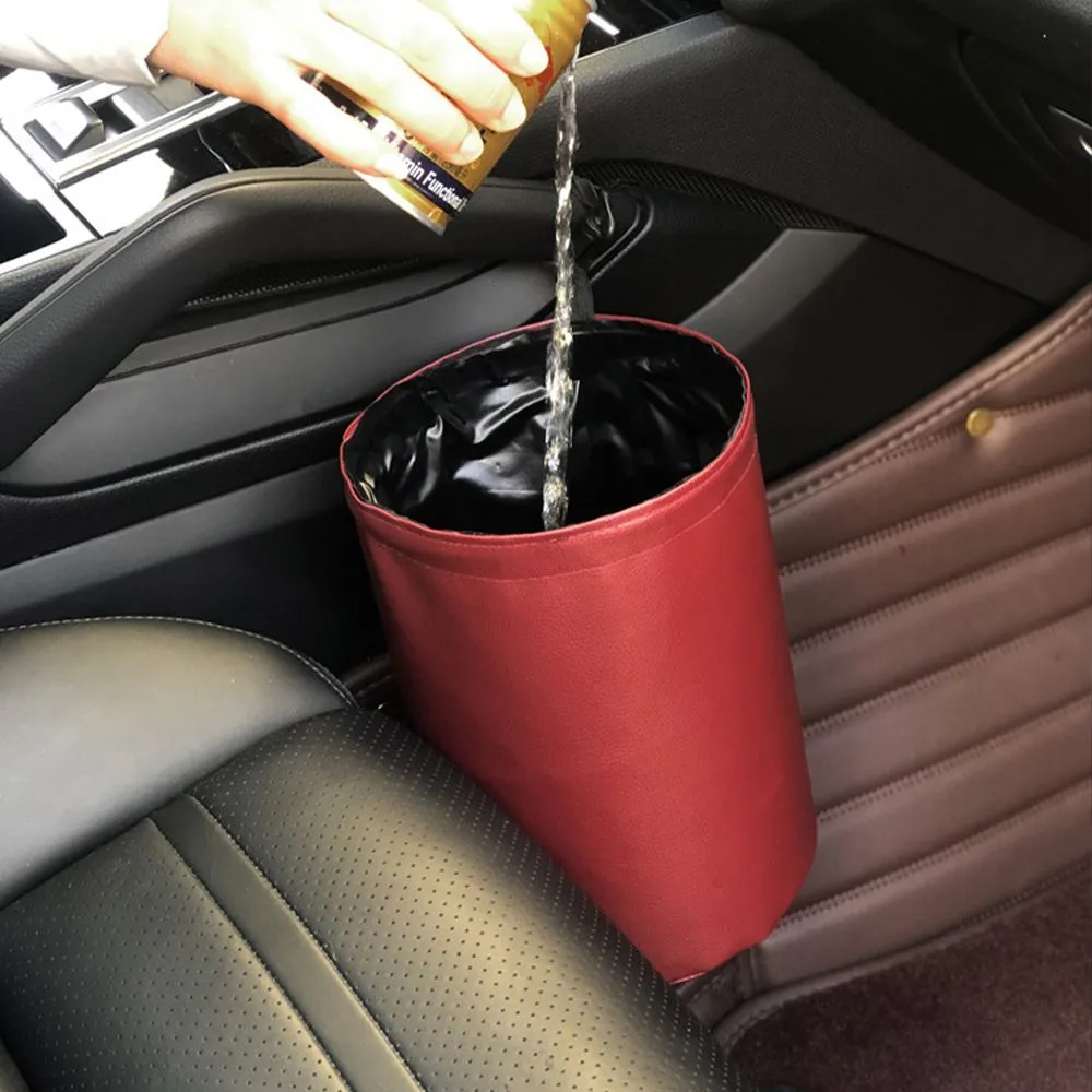 Leather Waterproof Car Trash Bin