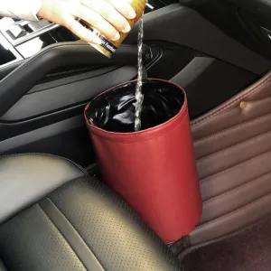Leather Waterproof Car Trash Bin