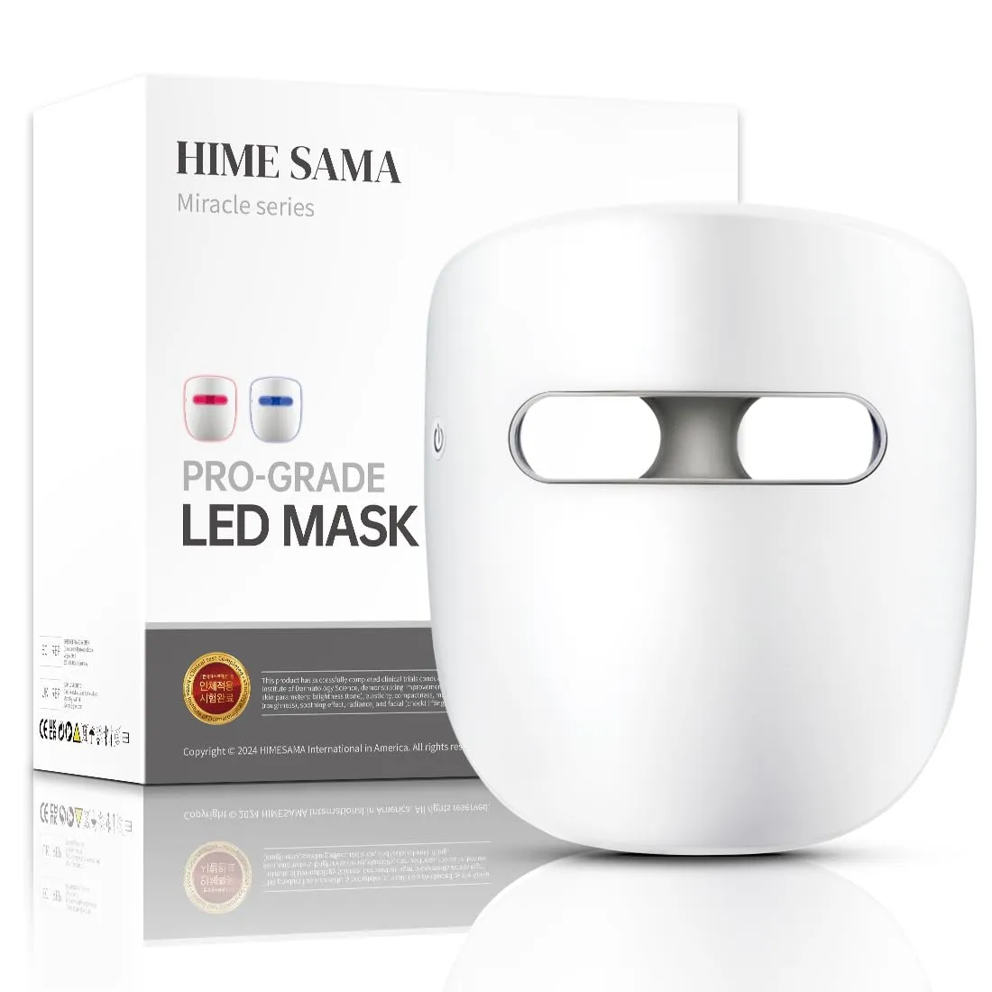 LED Face Mask, 8 Color LED Mask for Face Skin Care, FSA/HSA Eligible, Red Light Mask for Face, Infrared, Red & Blue Light Mask, Wrinkle Reduction, Wireless. (Miracle ACE RB-050)