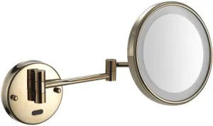 LED Wall Mounted Makeup Mirror with 1X/3X Magnification, Human Body Induction, Adjustable Double Extension Arm, Chrome-Plated Brass, 8-inch
