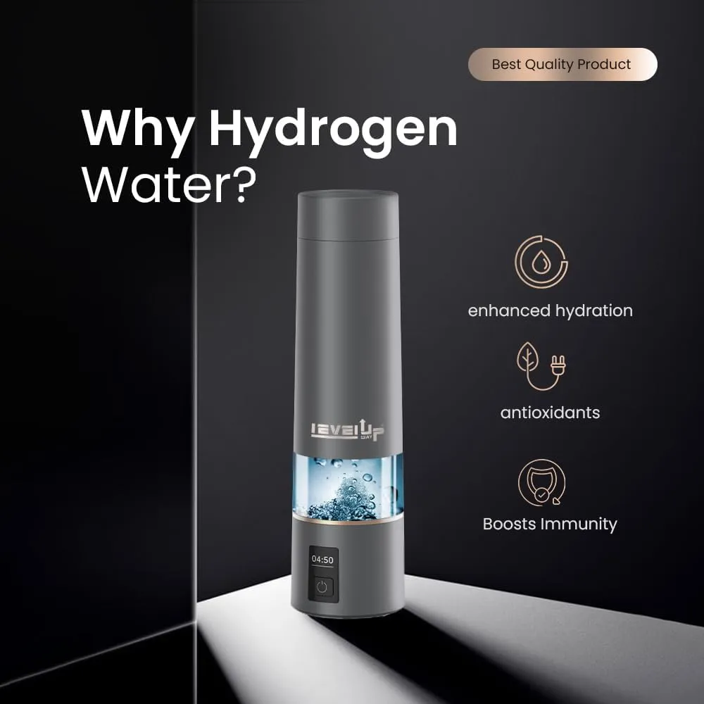 LevelUpWay - 2025 Hydrogen Water Bottle – Advanced SPE/PEM Technology – Generates Up to 4000 PPB – 250ml – Portable Hydrogen-Enriched Water Bottle for Daily Hydration