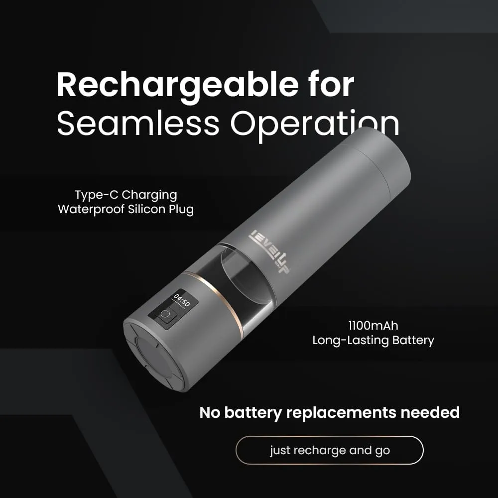 LevelUpWay - 2025 Hydrogen Water Bottle – Advanced SPE/PEM Technology – Generates Up to 4000 PPB – 250ml – Portable Hydrogen-Enriched Water Bottle for Daily Hydration