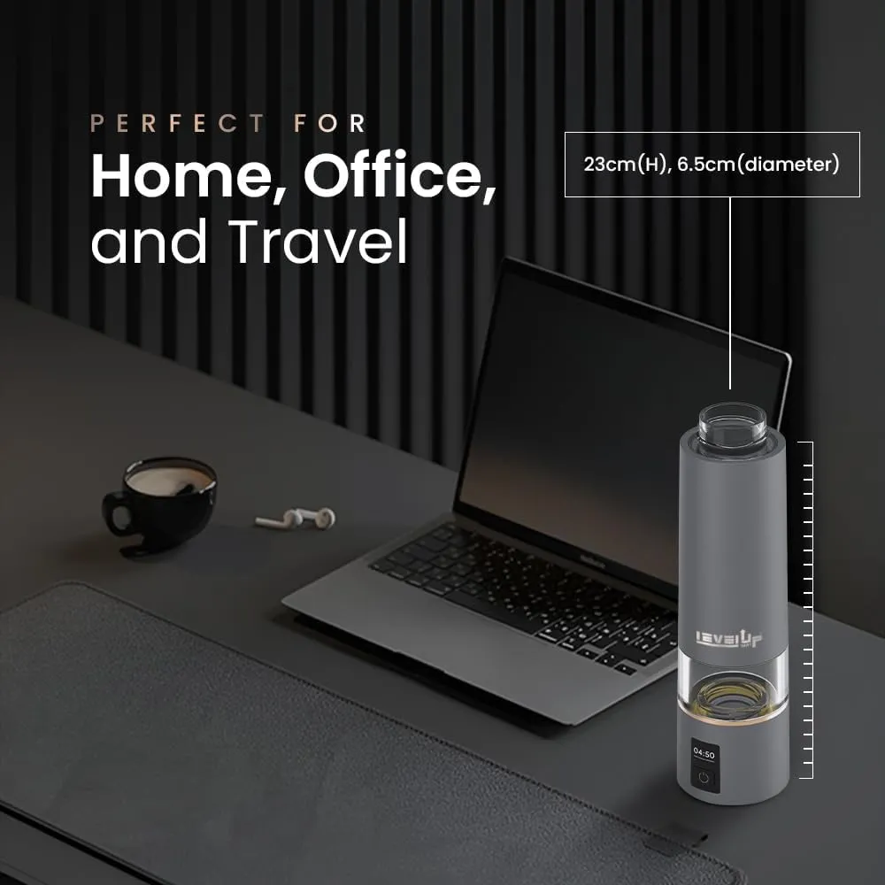 LevelUpWay - 2025 Hydrogen Water Bottle – Advanced SPE/PEM Technology – Generates Up to 4000 PPB – 250ml – Portable Hydrogen-Enriched Water Bottle for Daily Hydration