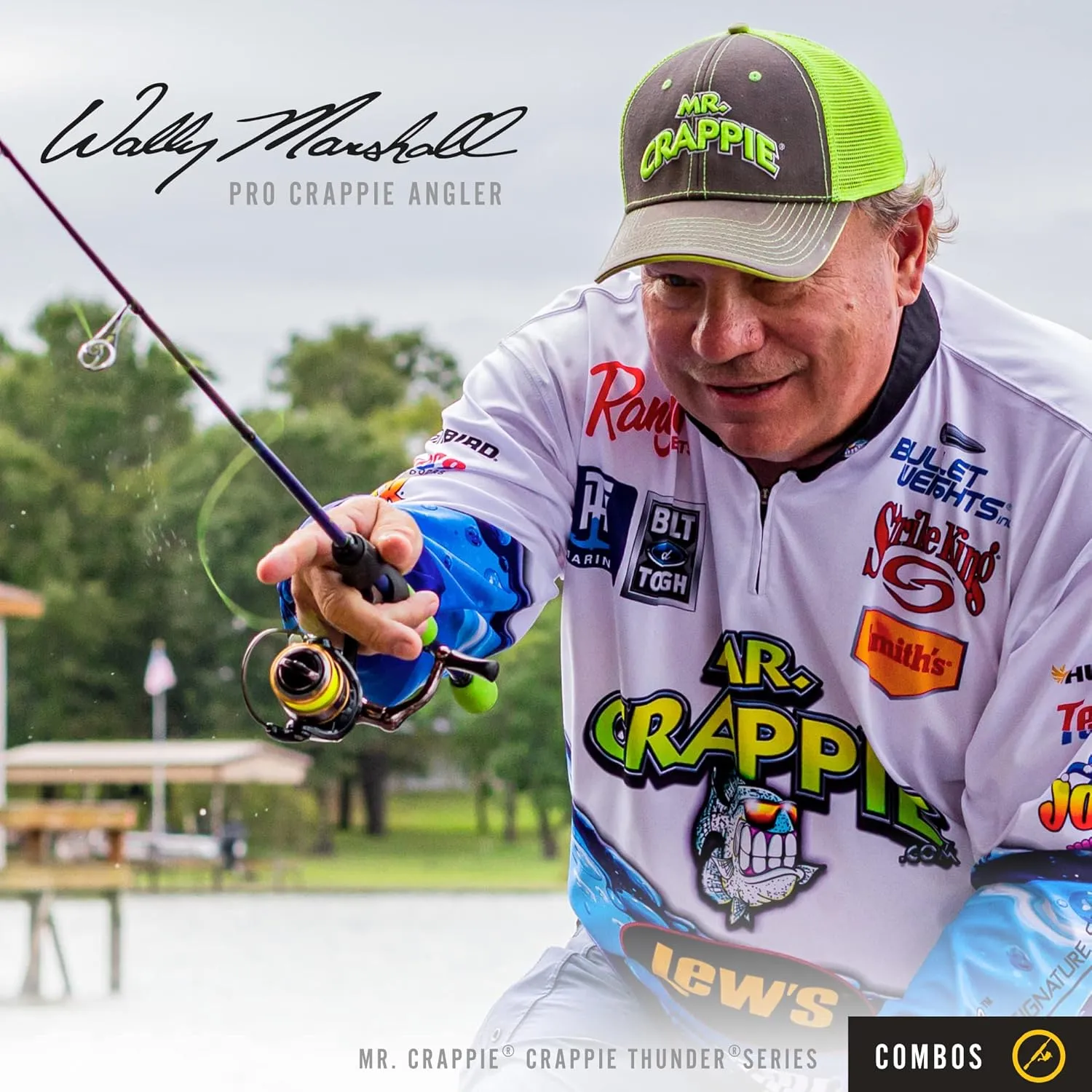 Lew's Crappie Thunder Jig/Troll Underspin Reel and Fishing Rod Combo, 9-Foot 2-Piece Graphite Blank, Right or Left-Hand Retrieve, Crappie Thunder Green