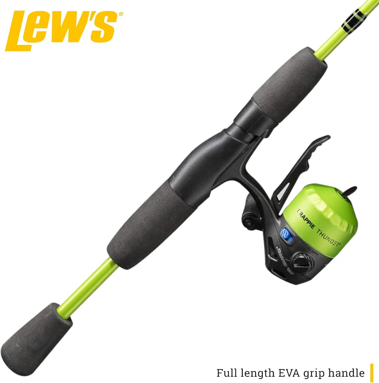 Lew's Crappie Thunder Jig/Troll Underspin Reel and Fishing Rod Combo, 9-Foot 2-Piece Graphite Blank, Right or Left-Hand Retrieve, Crappie Thunder Green