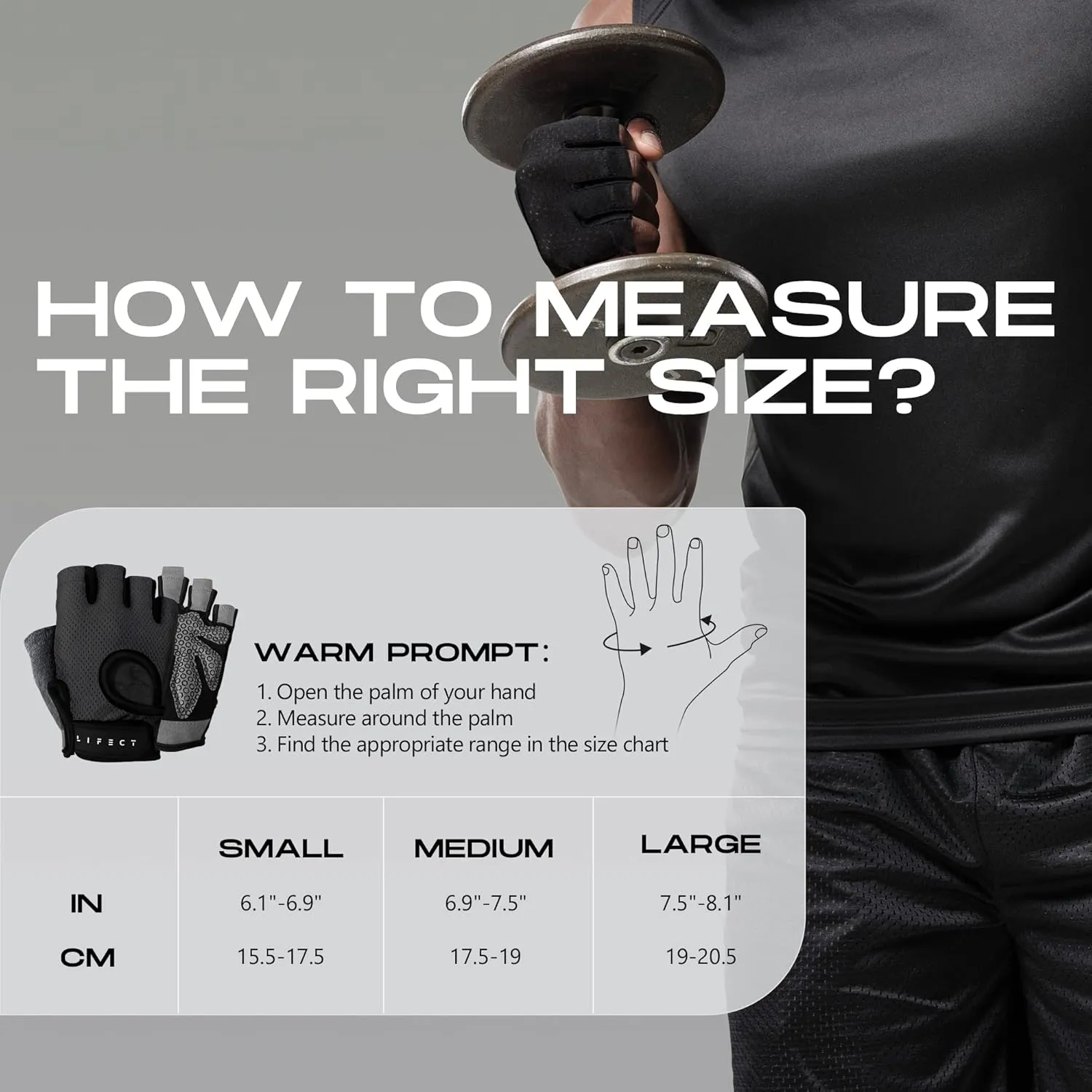 LIFECT Essential Breathable Workout Gloves, Weight Lifting Fingerless Gym Exercise Gloves with Curved Open Back, for Powerlifting, Women and Men