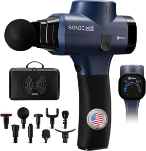LifePro Sonic Pro Percussion Massage Gun - Deep Tissue Muscle Massager for Athletes with 8 Attachments for Neck and Back - Handheld Electric Back Massager
