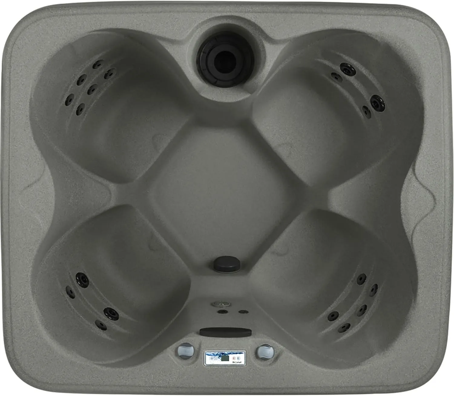 LifeSmart 4-Person Hot Tub with 13 High-Powered Jets & LED Lighting, Square, Taupe - Outdoor Spa w/ 4 Bucket Seats, Pump & Cover, 205-Gallon Water Capacity