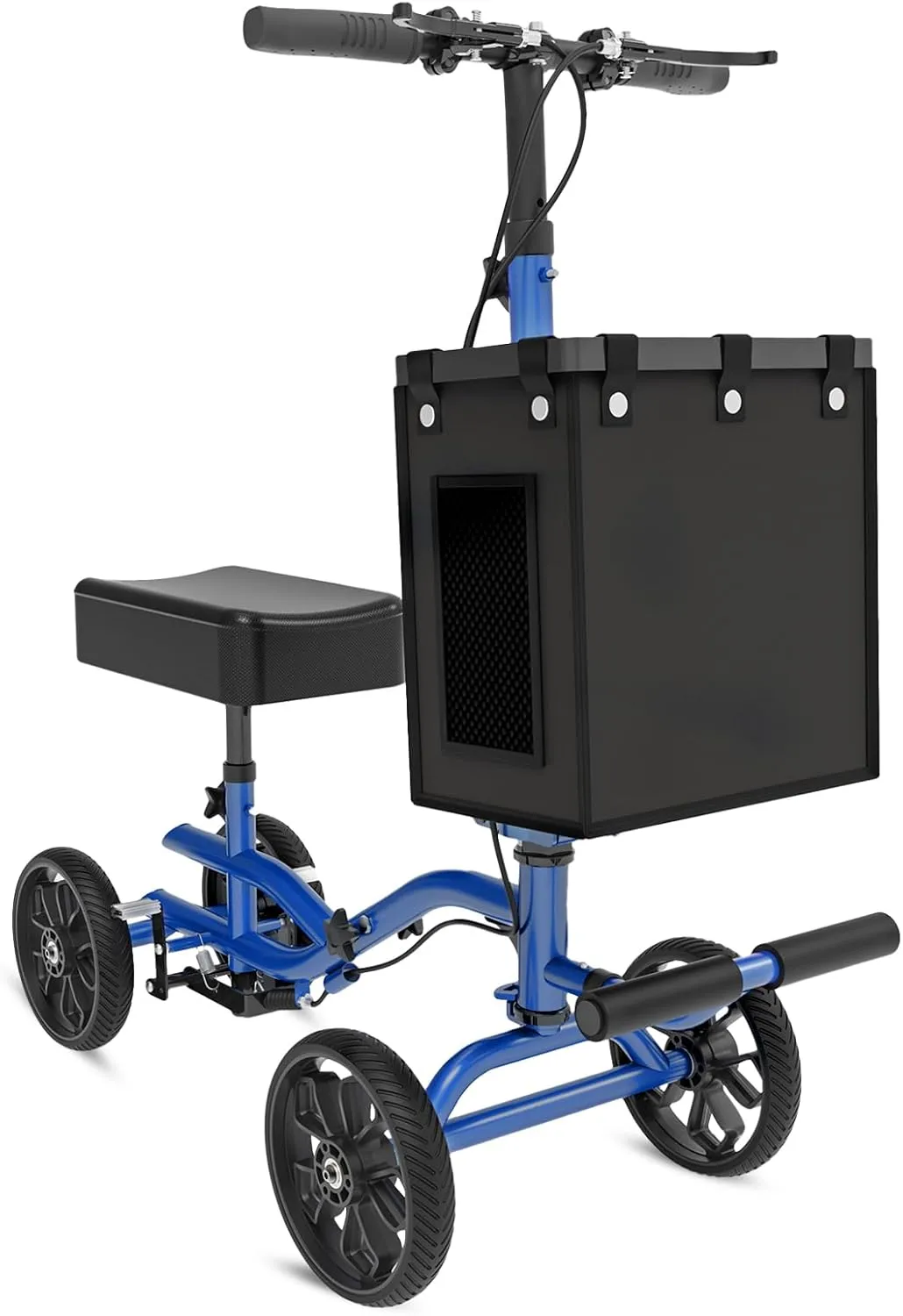 Lightweight Knee Scooter,Foldable & Adjustable Knee Scooter for Adults for Foot Surgery,Steerable Knee Walker with Detachable Basket,Includes DIY Stickers, Crutch Alternative-Dark Blue