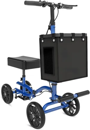 Lightweight Knee Scooter,Foldable & Adjustable Knee Scooter for Adults for Foot Surgery,Steerable Knee Walker with Detachable Basket,Includes DIY Stickers, Crutch Alternative-Dark Blue