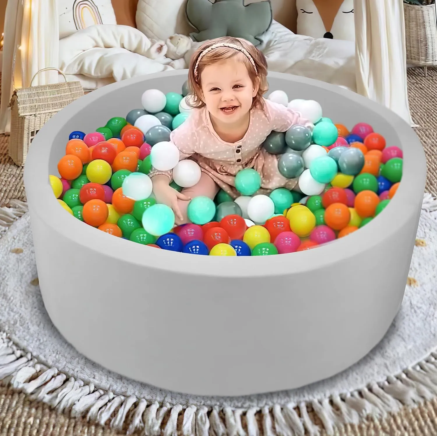 LimitlessFunN Foam Kids Ball Pit, Baby Play Ball Pool, Foldable Playpen for Toddlers, Boys & Girls | Balls Not Included |