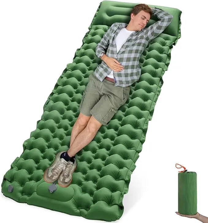 LISANNE Camping Sleeping Mat Inflatable Camping Mattress with Built in Foot Pump,Ultralight Compact Sleeping Pad for Camping,Backpacking,Hiking,Traveling,Tent,Rv,Waterproof and Portable