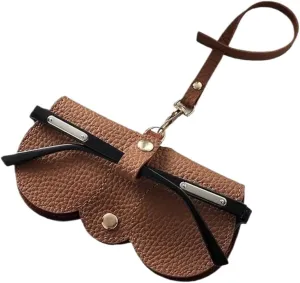 Litchi Pattern Eyeglass Case Cute Hanging PU Leather Sunglasses Glasses Storage Bag Portable Travel Eyeglasses Frame