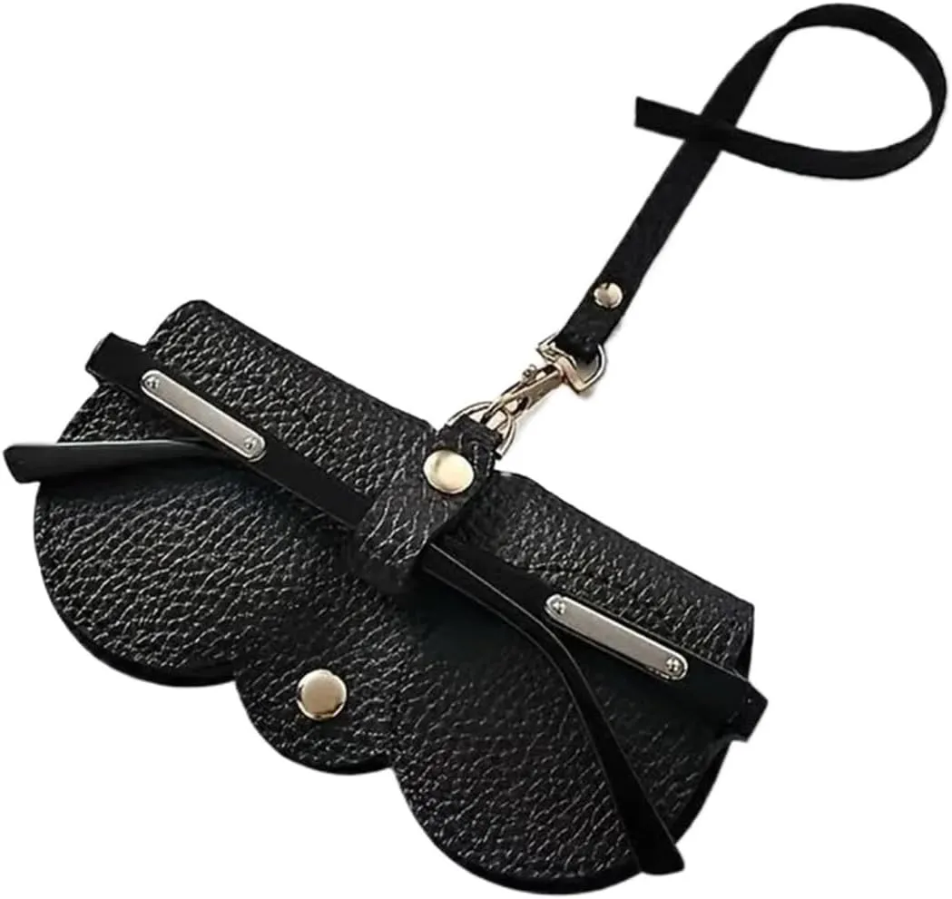 Litchi Pattern Eyeglass Case Cute Hanging PU Leather Sunglasses Glasses Storage Bag Portable Travel Eyeglasses Frame