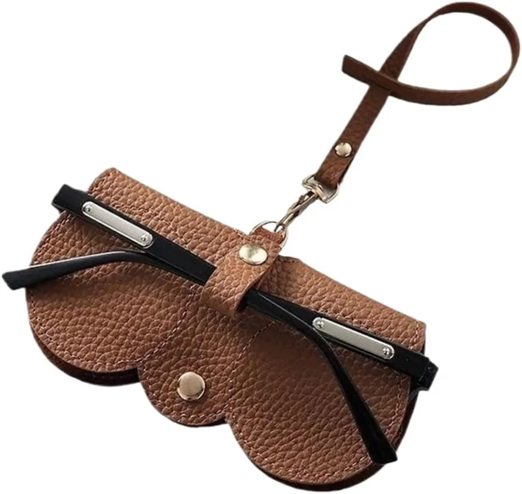 Litchi Pattern Eyeglass Case Cute Hanging PU Leather Sunglasses Glasses Storage Bag Portable Travel Eyeglasses Frame