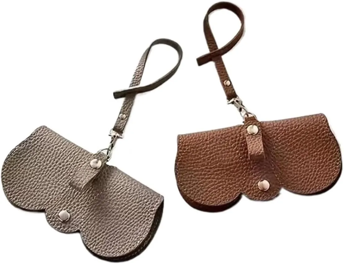 Litchi Pattern Eyeglass Case Cute Hanging PU Leather Sunglasses Glasses Storage Bag Portable Travel Eyeglasses Frame
