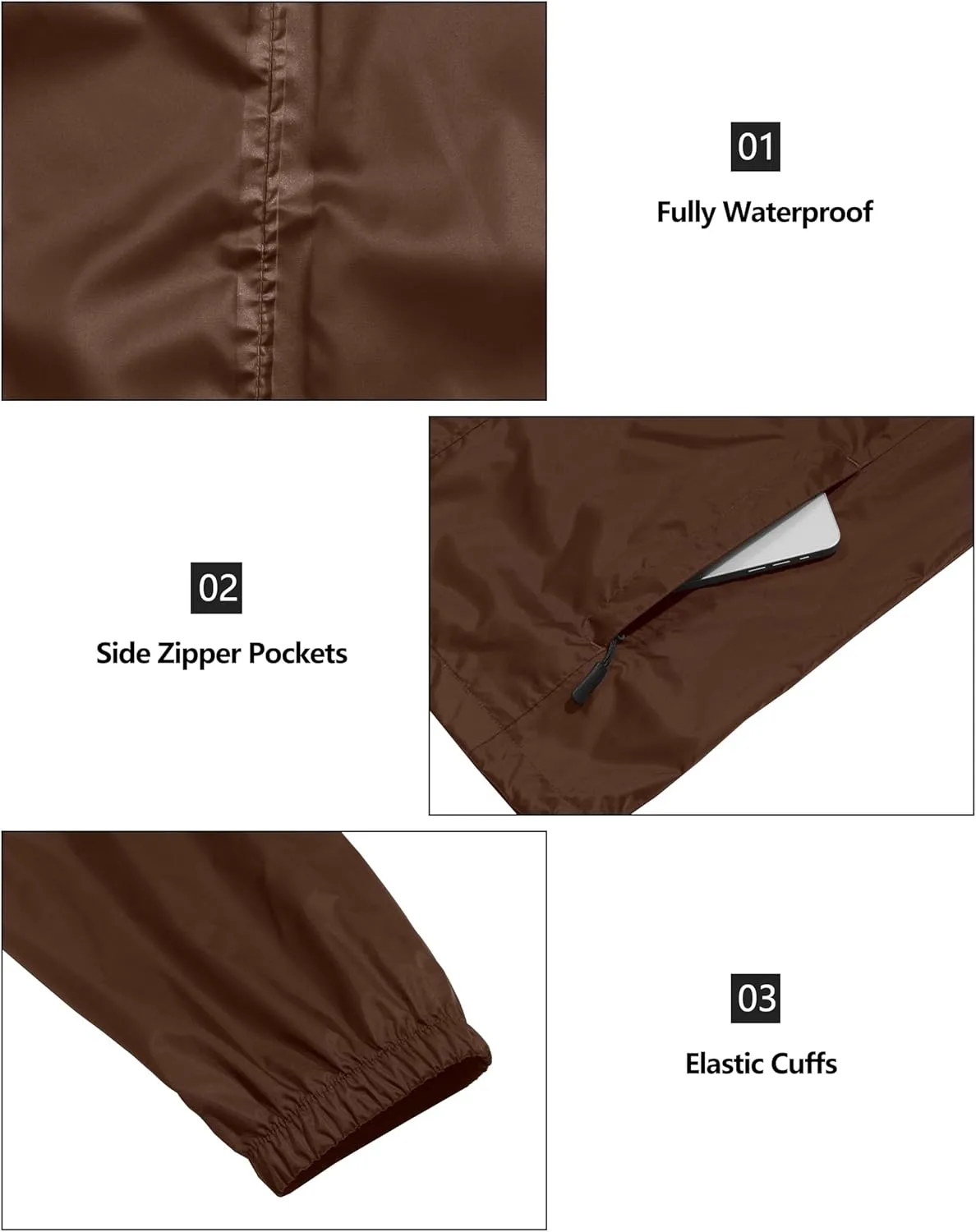 Little Donkey Andy Men's Packable Rain Jacket Windbreaker Waterproof Lightweight Rain Coat with Hood for Golf Cycling Hiking