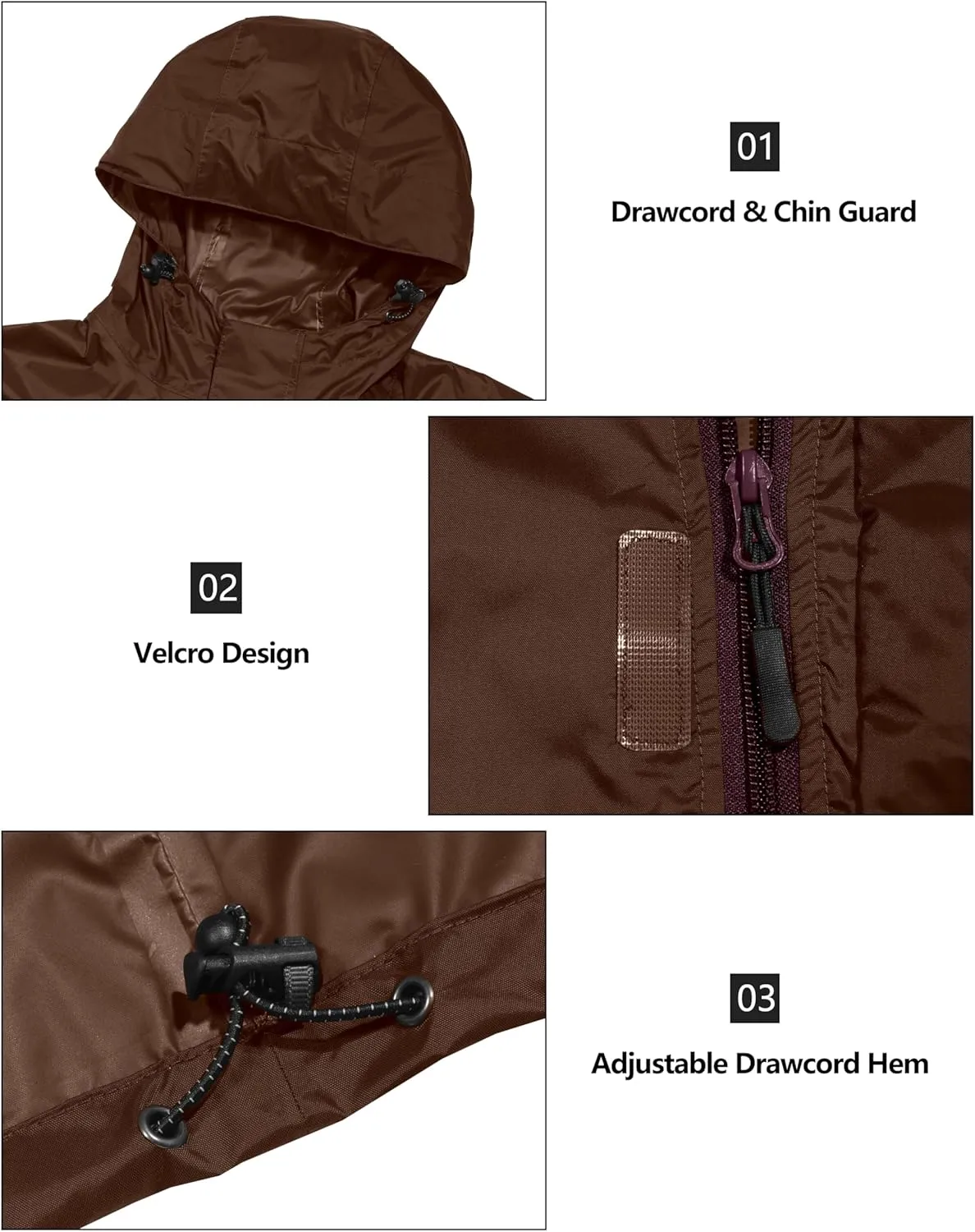 Little Donkey Andy Men's Packable Rain Jacket Windbreaker Waterproof Lightweight Rain Coat with Hood for Golf Cycling Hiking