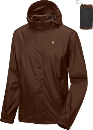 Little Donkey Andy Men's Packable Rain Jacket Windbreaker Waterproof Lightweight Rain Coat with Hood for Golf Cycling Hiking