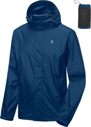 Little Donkey Andy Men's Packable Rain Jacket Windbreaker Waterproof Lightweight Rain Coat with Hood for Golf Cycling Hiking
