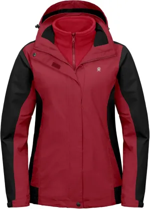 Little Donkey Andy Women's 3 in 1 Winter Ski Jacket Warm Fleece Liner Jacket Waterproof Windproof Snow Coat & Detachable Hood