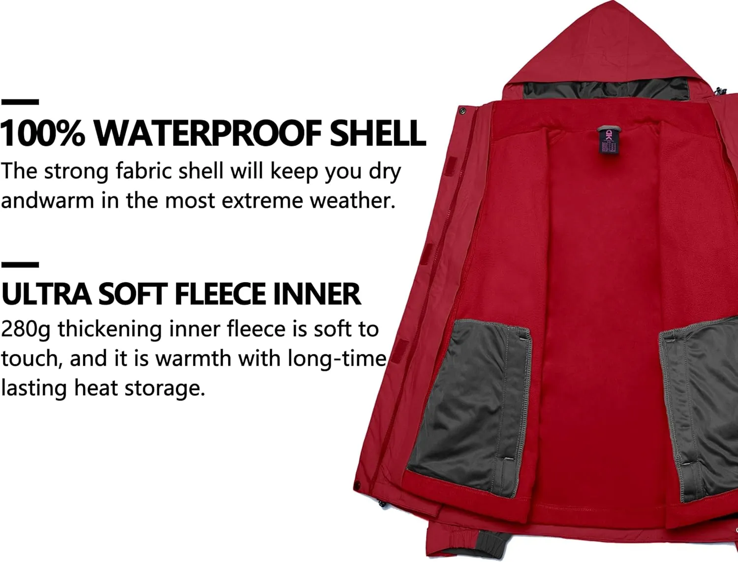 Little Donkey Andy Women's 3 in 1 Winter Ski Jacket Warm Fleece Liner Jacket Waterproof Windproof Snow Coat & Detachable Hood