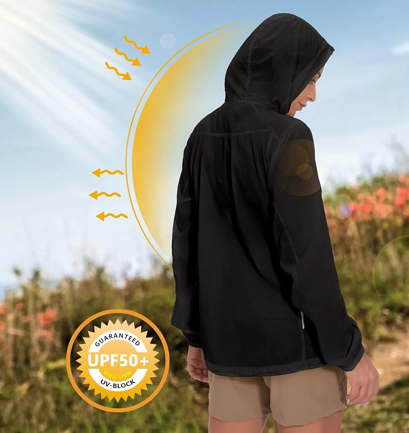 Little Donkey Andy Women's Full Zip Sun Protection Hoodie Jacket Long Sleeve Shirt Running Hiking Golf Water Repellent UPF50