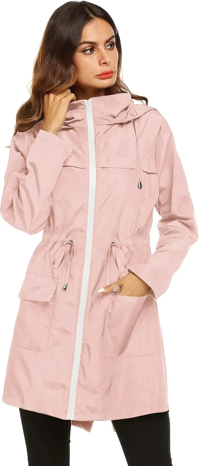 Lomon Women Waterproof Lightweight Rain Jacket Active Outdoor Hooded Raincoat