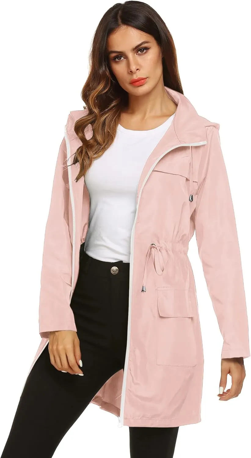 Lomon Women Waterproof Lightweight Rain Jacket Active Outdoor Hooded Raincoat