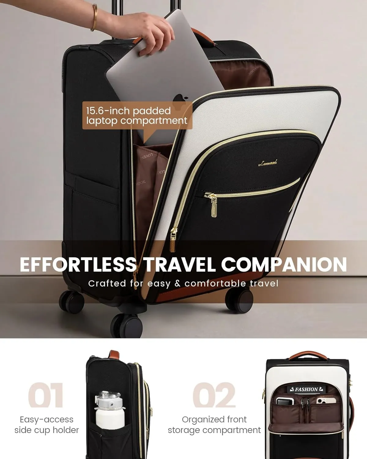 LOVEVOOK Carry On Luggage 22x14x9 Airline Approved, 20 Inch Softside Suitcases with Wheels, Lightweight Spinner Carry on Suitcase with TSA Lock, Water-Resistant Large Capacity Luggage for Travel