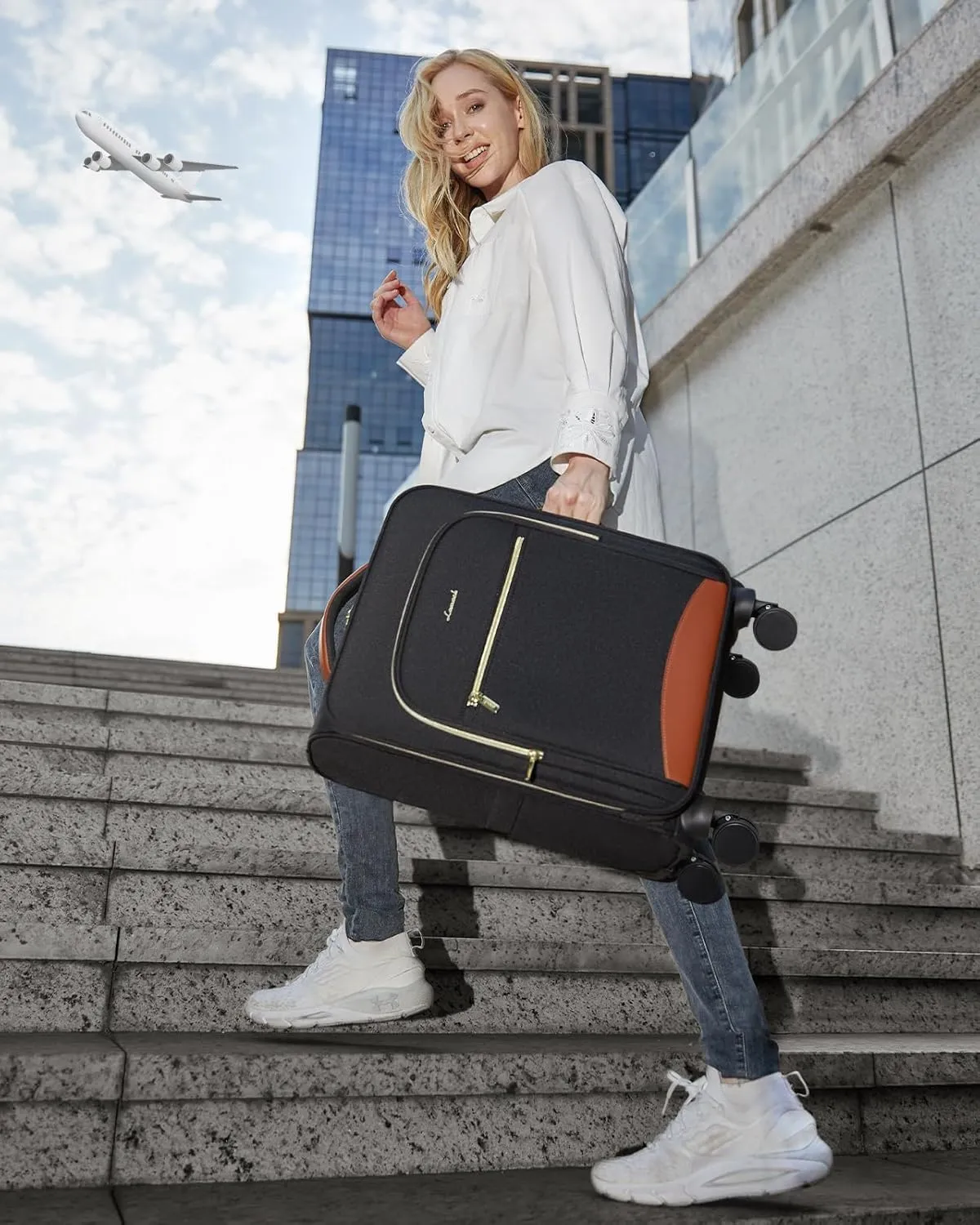 LOVEVOOK Carry On Luggage 22x14x9 Airline Approved, 20 Inch Softside Suitcases with Wheels, Lightweight Spinner Carry on Suitcase with TSA Lock, Water-Resistant Large Capacity Luggage for Travel