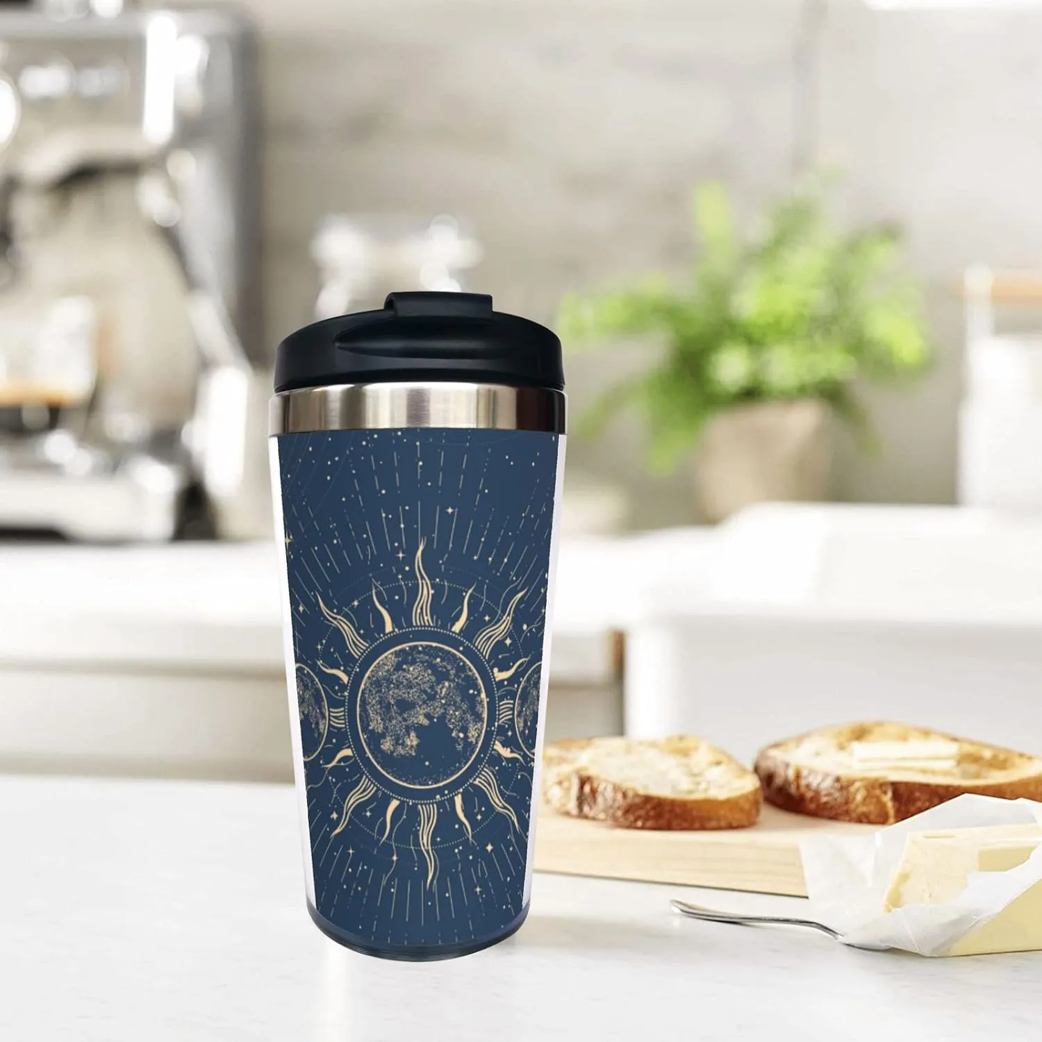Lunar Phases and Moon Eclipse 13OZ Coffee Cup,With Lid Stainless Steel Insulated Tumbler Travel Mug Insulated Water Bottle,for Dad Mom Friends Coworkers