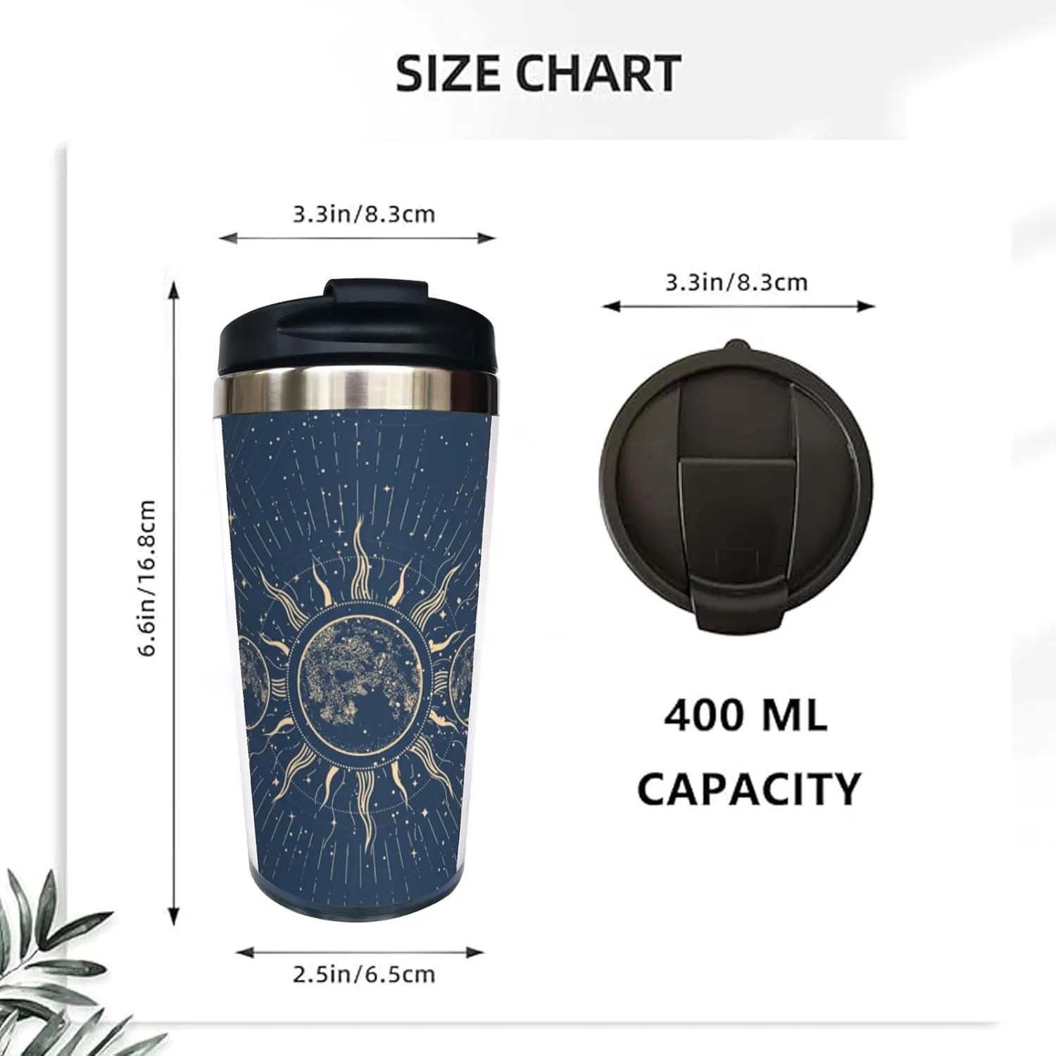 Lunar Phases and Moon Eclipse 13OZ Coffee Cup,With Lid Stainless Steel Insulated Tumbler Travel Mug Insulated Water Bottle,for Dad Mom Friends Coworkers