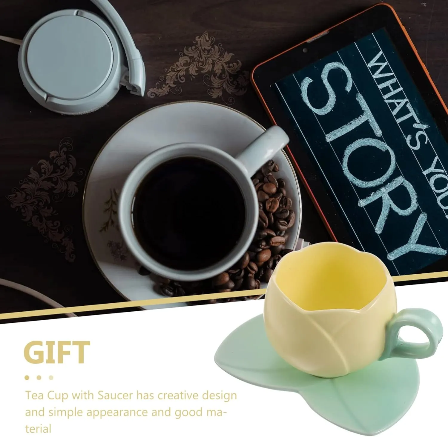 Luxshiny Mug Office Decor Office Decor Office Decor Ceramic Tulip Cup, Tulip Mug Flower Coffee Cup Porcelain Tea for Tea Coffee Milk (Yellow) Coffee Mugs Coffee Mugs