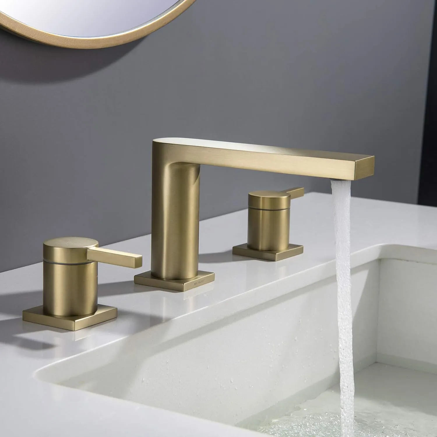 Luxury Brass Modern Widespread Bathroom Sink Faucets with Copper Valve for 3 Hole 2-Handle 8 Inch Deck Bathroom Vanity Faucet, &Stainless Steel Pop-up Drain Assembly, Brushed Champagne Gold