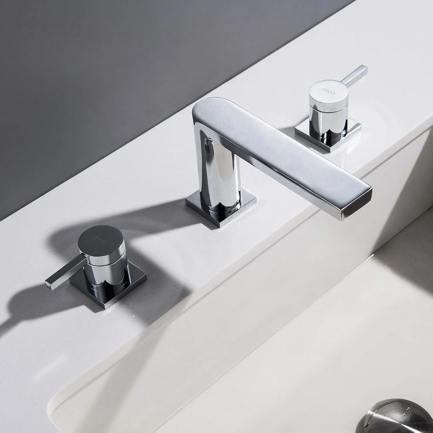 Luxury Brass Widespread Bathroom Sink Faucets with Copper Valve for 3 Hole 2-Handle 8 Inch Deck Bathroom Vanity Faucet, &Stainless Steel Pop-up Drain Assembly, Chrome