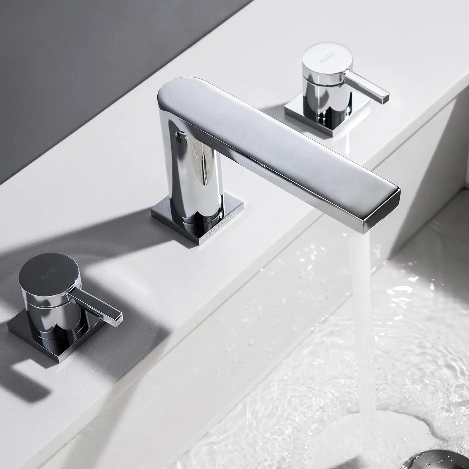 Luxury Brass Widespread Bathroom Sink Faucets with Copper Valve for 3 Hole 2-Handle 8 Inch Deck Bathroom Vanity Faucet, &Stainless Steel Pop-up Drain Assembly, Chrome