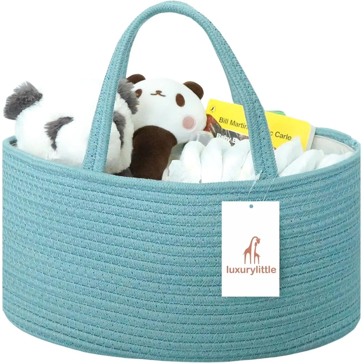 luxury little Baby Diaper Caddy Organizer - Rope Nursery Storage Bin for Boys and Girls - Large