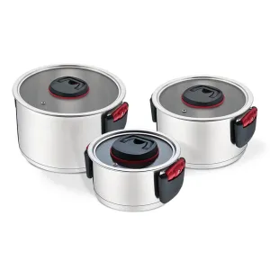 Maestro MR-3530-6 Cooking Pots Saucepan Cookware Set 6 Pieces Stainless Steel Foldable Plastic Handles Induction Gas Electric Stove Compatible