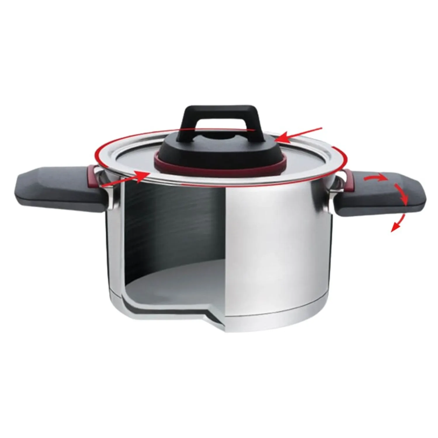 Maestro MR-3530-6 Cooking Pots Saucepan Cookware Set 6 Pieces Stainless Steel Foldable Plastic Handles Induction Gas Electric Stove Compatible