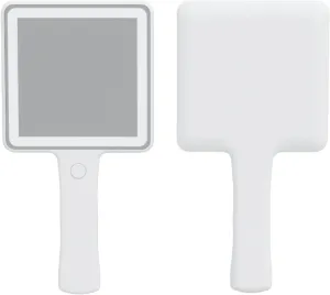 Makeup Mirror Vanity Mirror with Lights, Square Handheld Makeup Mirror, Button Switch, USB Charging, Portable LED Makeup Mirror, Women Gift for Vanity Desk Tabletop (White)